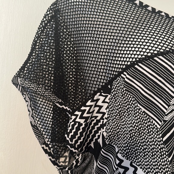 Lavish Cavish Plus Black and white Shirt with netting up top. - Picture 2 of 5